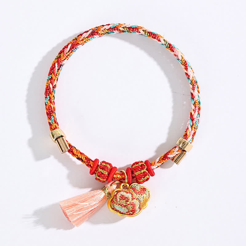 Buddha Stones Handgeweven vijfkleurige appel geldzak kalebas Chinese slot bedeltje Armband - image 66