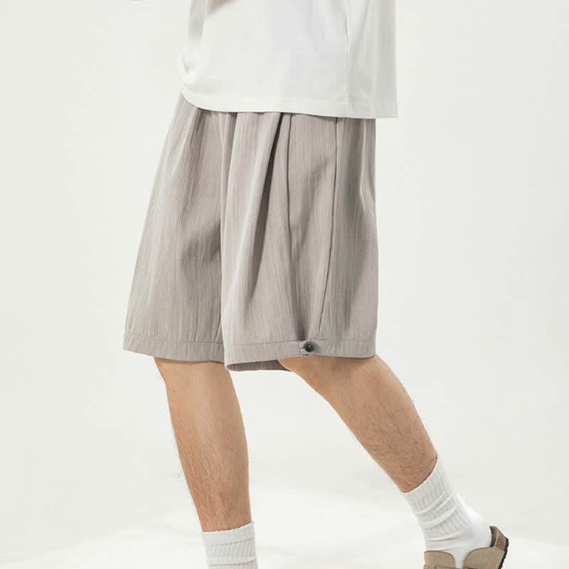 Buddha Stones Zomerse casual minimalistische herenshorts met trekkoord en elastische Taille , effen kleur, inclusief zak - Gainsboro - US/UK/AU42, EU52 (3XL) - image 0