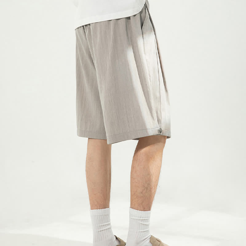 Buddha Stones Zomerse casual minimalistische herenshorts met trekkoord en elastische Taille , effen kleur, inclusief zak - image 1