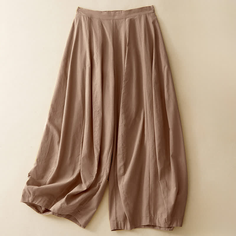 Buddha Stones Zomerse casual minimalistische effen Cropped broek voor dames, harembroek met zakken - Bruinen - US12, UK/AU16, EU44 (2XL) - image 0