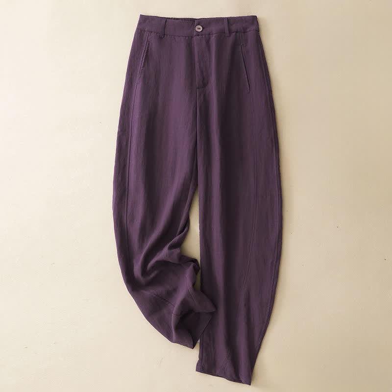 Buddha Stones Zomerse casual broek met knoopsluiting, effen kleur, ritssluiting en Enkellengte, harembroek voor dames met zakken - RebeccaPurple - US8-10, UK/AU12-14, EU40-42 (2XL) - image 0