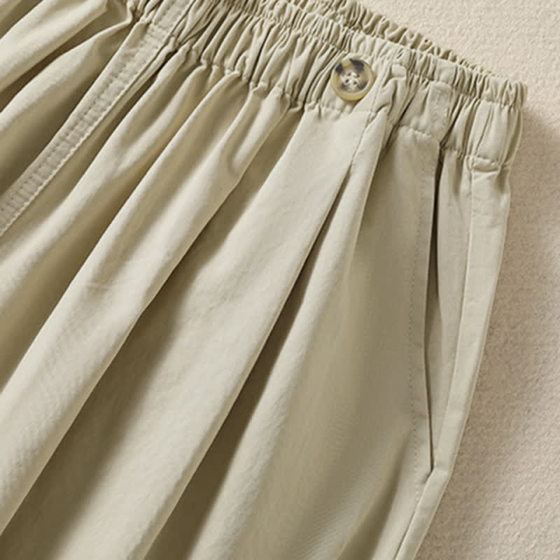 Buddha Stones Zomerse, casual, minimalistische, effen damesshorts met zakje - image 1