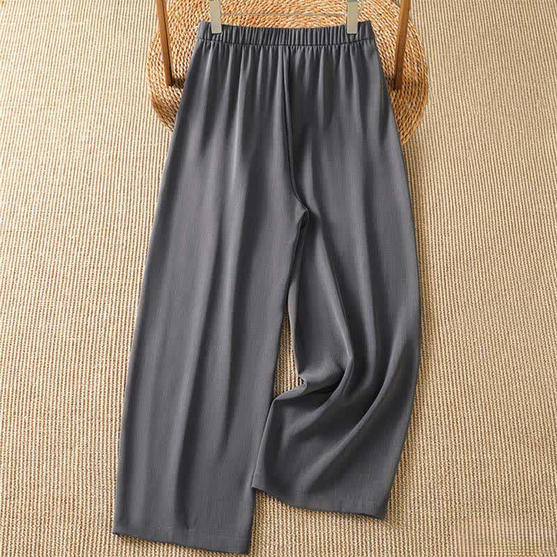 Buddha Stones Zomerse casual minimalistische effen Cropped broek voor dames, harembroek met zakken - image 1