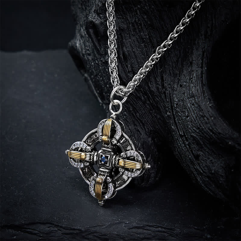 Buddha Stones Koperen Vajra- Ketting met zilveren kruis - image 4