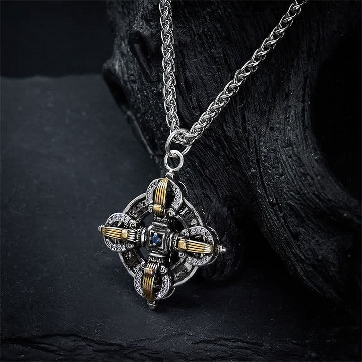 Buddha Stones Koperen Vajra- Ketting met zilveren kruis - image 4