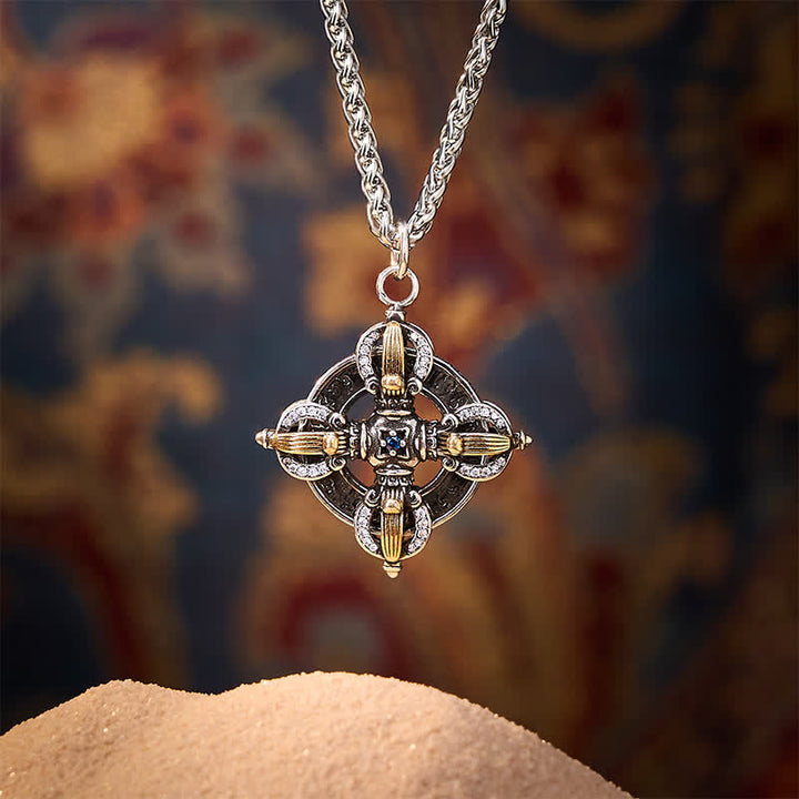 Buddha Stones Koperen Vajra- Ketting met zilveren kruis - image 1
