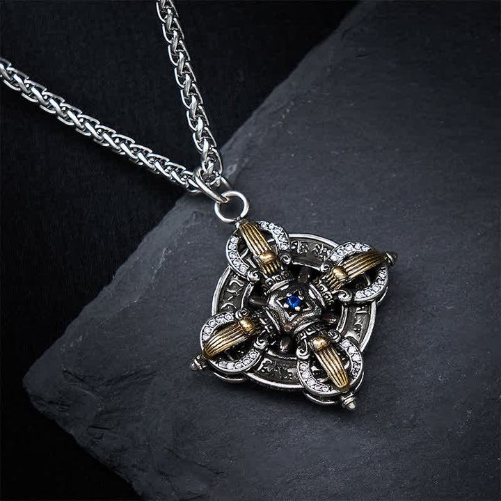 Buddha Stones Koperen Vajra- Ketting met zilveren kruis - image 3