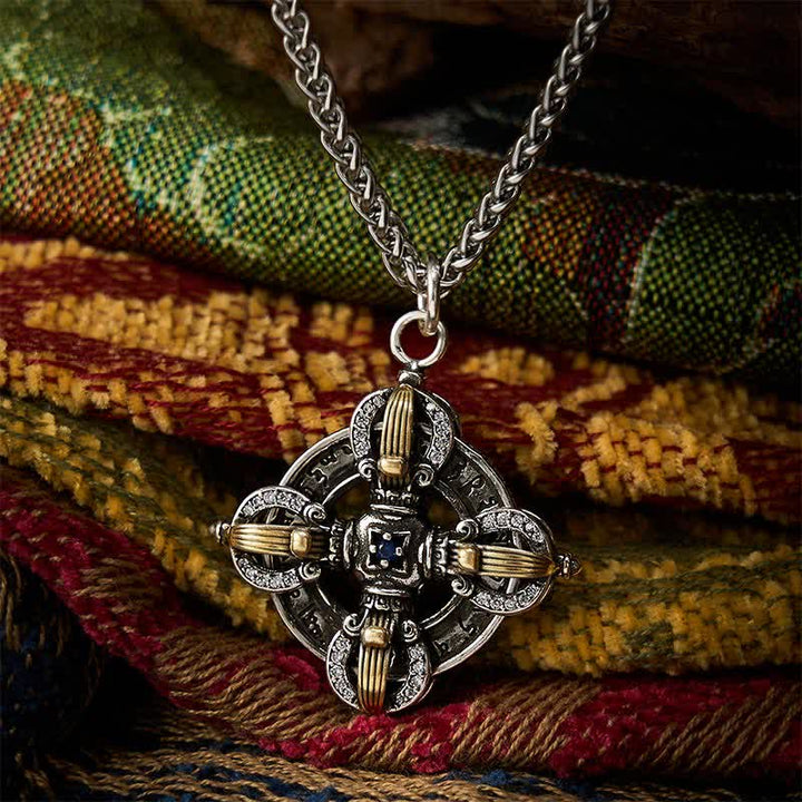 Buddha Stones Koperen Vajra- Ketting met zilveren kruis - Koper (Genezing ♥ Rijkdom) - image 0