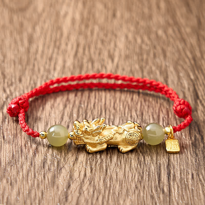 Buddha Stones Koperen Pi Xiu Fu geluksarmband met rood Armband - image 4