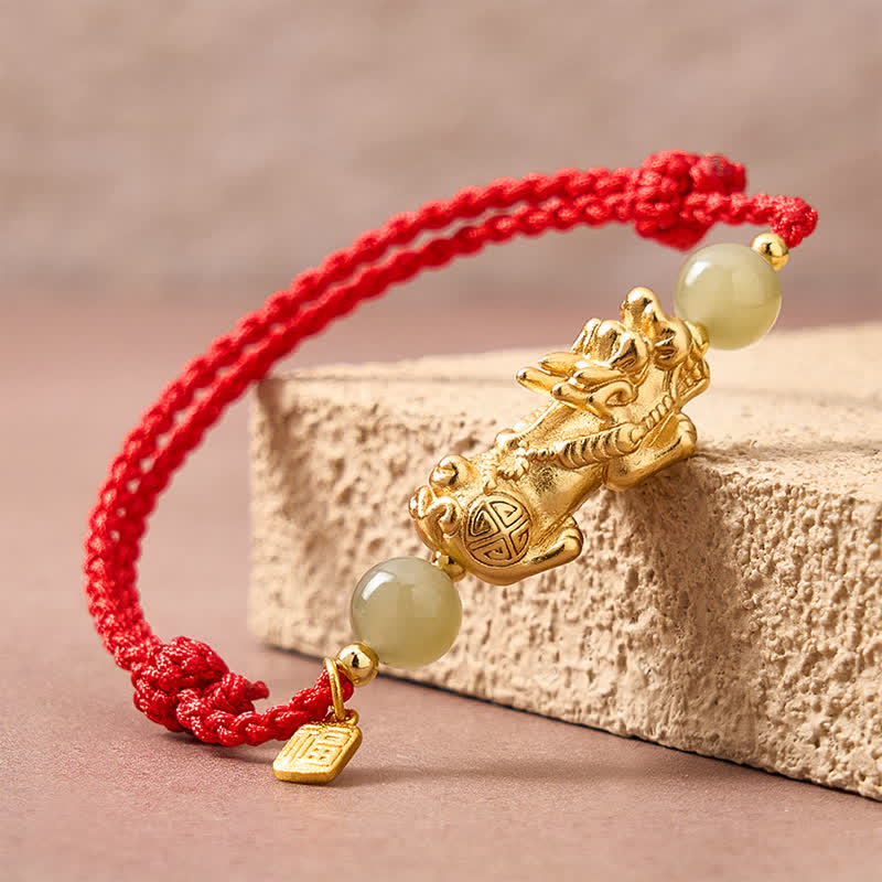 Buddha Stones Koperen Pi Xiu Fu geluksarmband met rood Armband - image 11