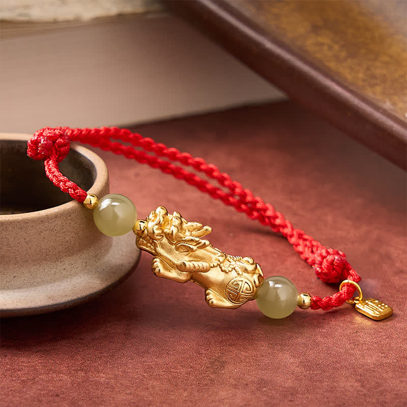 Buddha Stones Koperen Pi Xiu Fu geluksarmband met rood Armband - image 2