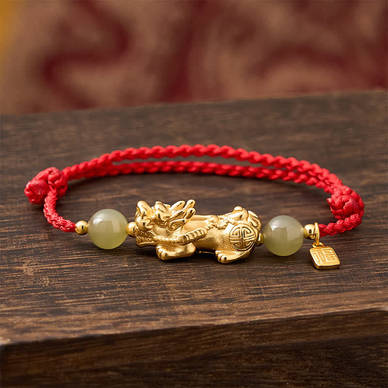 Buddha Stones Koperen Pi Xiu Fu geluksarmband met rood Armband - image 3