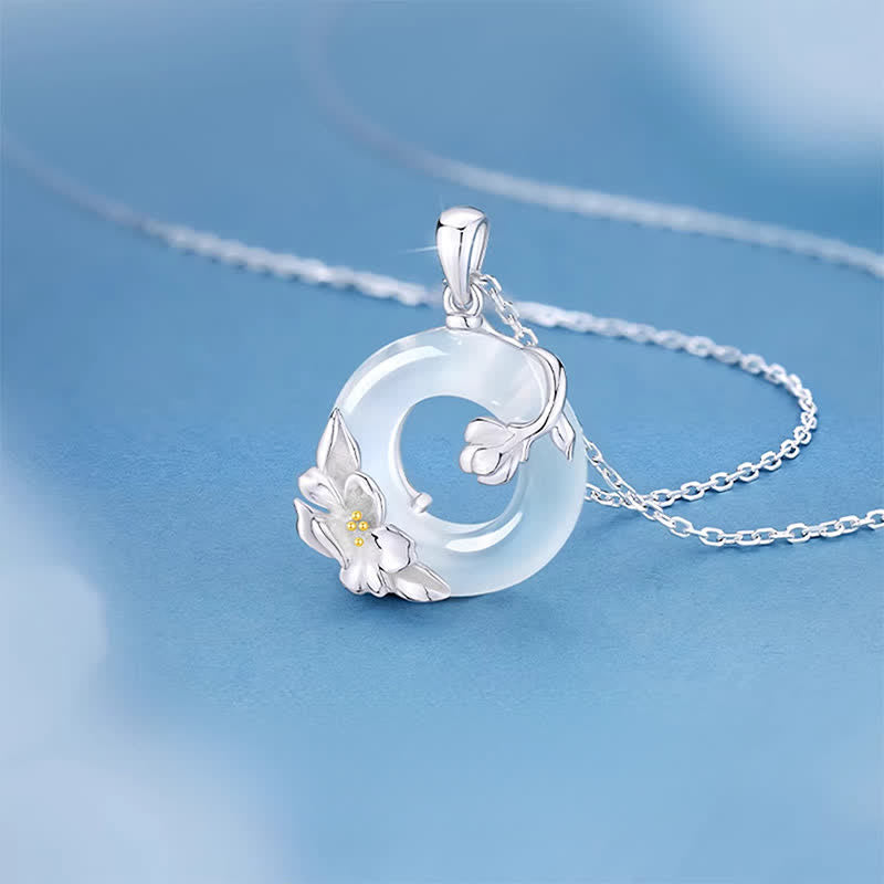 Buddha Stones Witte chalcedoon camelia vredesgesp Ketting - image 1
