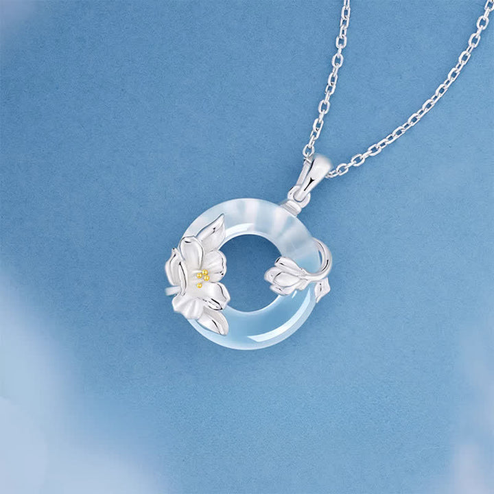 Buddha Stones Witte chalcedoon camelia vredesgesp Ketting - image 2