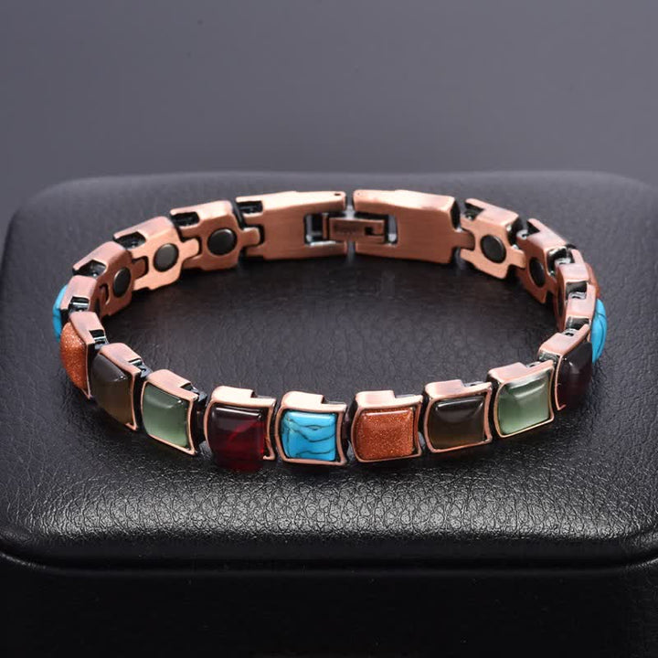 Buddha Stones Vintage magnetische Armband met koperen inleg en turkoois - image 1