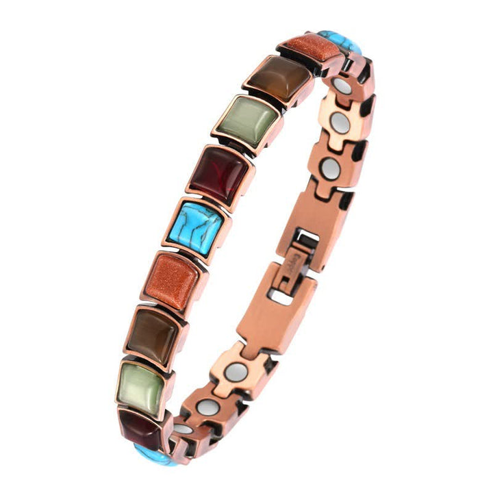 Buddha Stones Vintage magnetische Armband met koperen inleg en turkoois - Turkoois (Zuivering ♥ Rust) - image 0