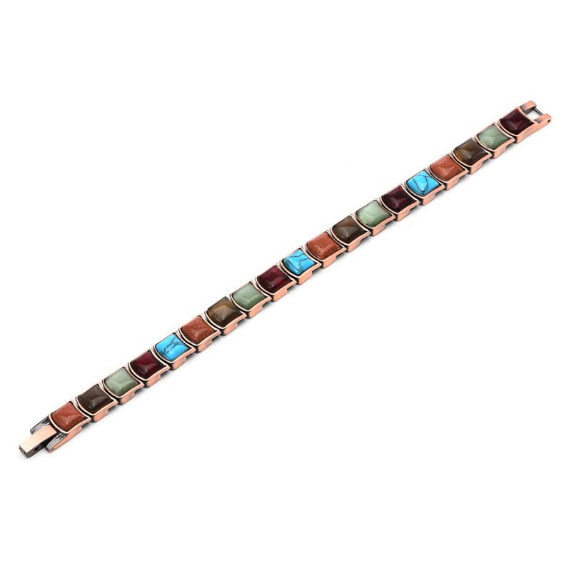 Buddha Stones Vintage magnetische Armband met koperen inleg en turkoois - image 4
