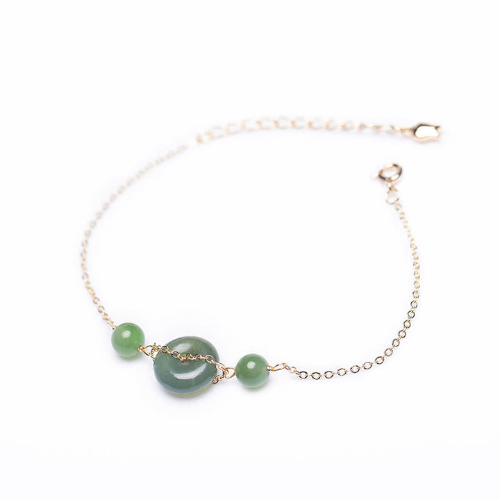 Buddha Stones Hetian Jade Vredesgesp Harmonie Minimalistische Ronde Armband - image 8