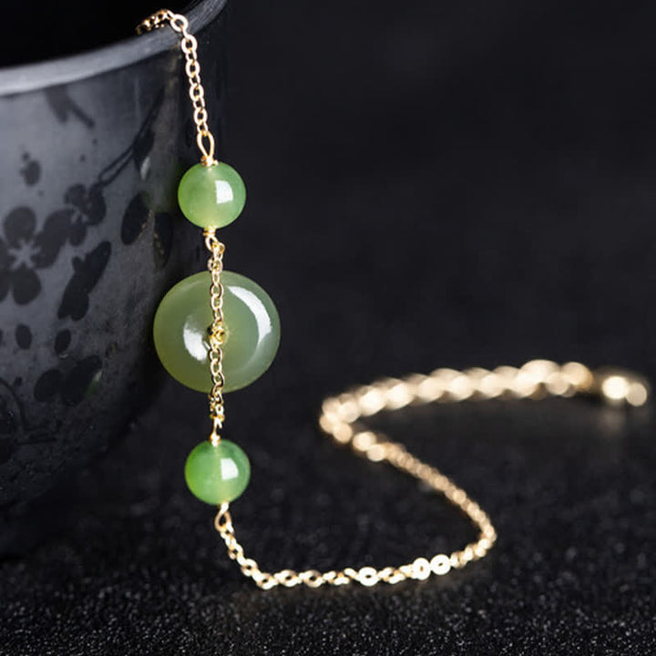 Buddha Stones Hetian Jade Vredesgesp Harmonie Minimalistische Ronde Armband - image 7