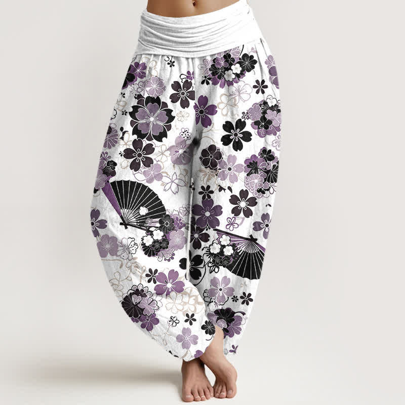 Buddha Stones Dames Waaier met elastische Taille en kersenbloesemmotief, gemaakt van katoen. - Distel - US16, UK/AU20, EU48 (3XL) - image 0