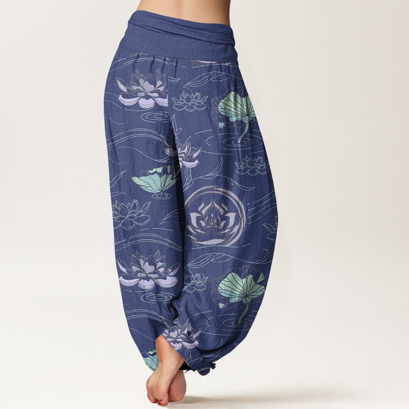 Buddha Stones Dames harembroek met elastische Taille en lotusmotief - image 1