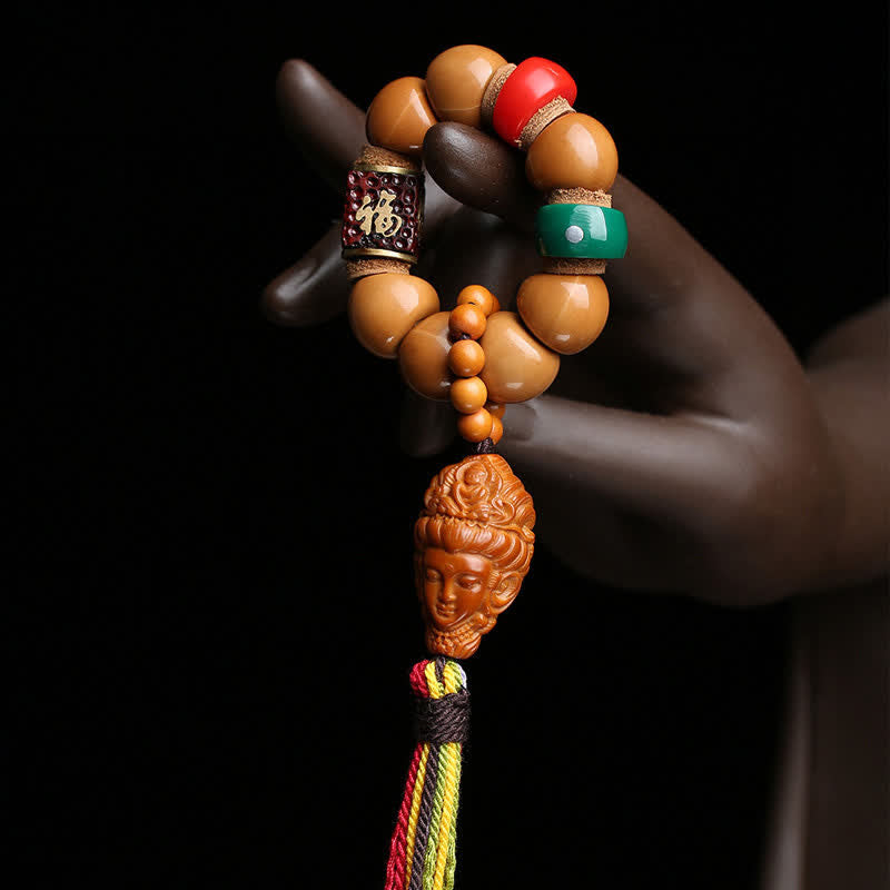 Buddha Stones Bodhizaad Avalokiteshvara Fu Karakter Vrede Tibetaans Kleurrijk Kwastje Tactiele Meditatiekralen Decoraties - Bodhi Seed (Ontwakende ♥ Wijsheid) - image 0