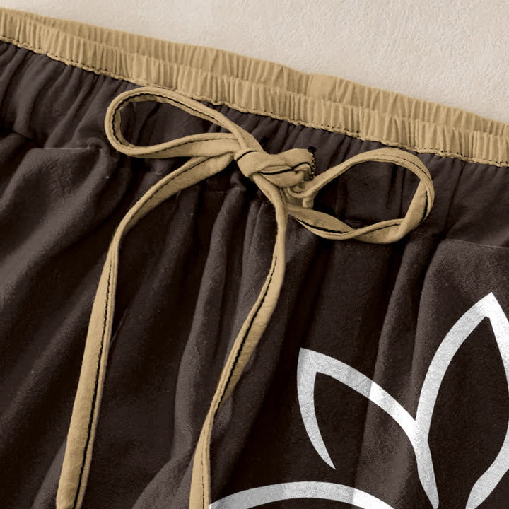 Buddha Stones Damesbroek van 100% Cotton met lotus-Om-patroon, elastische Taille en Zakken. - image 9