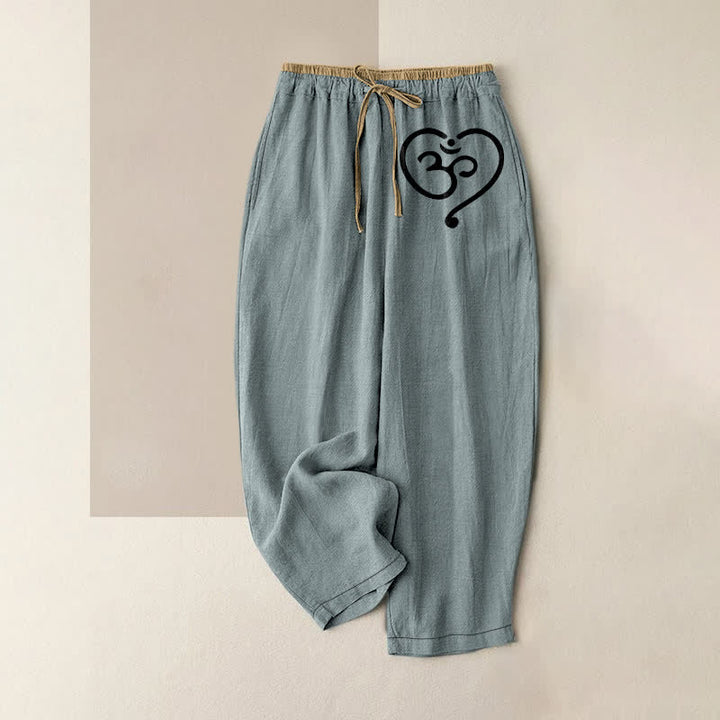 Buddha Stones Damesbroek van 100% Cotton met Zen Om-hartpatroon, elastische Taille en Zakken. - Lichtblauw - US16, UK/AU20, EU48 (3XL) - image 8