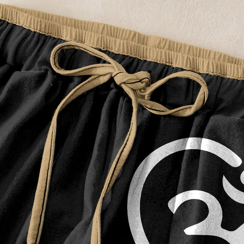 Buddha Stones Damesbroek van 100% Cotton met Zen Om-hartpatroon, elastische Taille en Zakken. - image 1