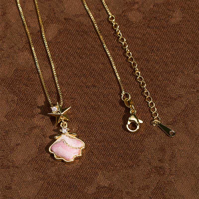 Buddha Stones Song Brocade Copper Shell Heart Ginkgo Leaf Luck Ketting - image 3