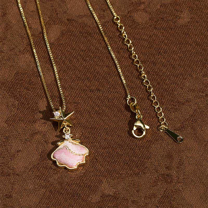 Buddha Stones Song Brocade Copper Shell Heart Ginkgo Leaf Luck Ketting - image 3