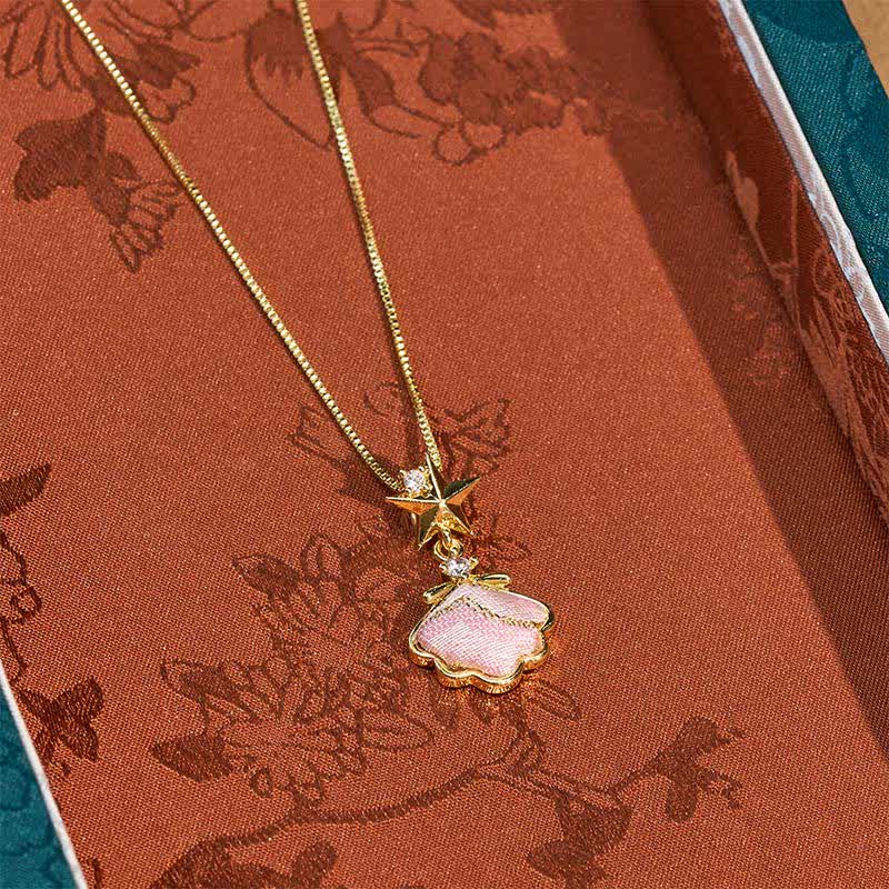 Buddha Stones Song Brocade Copper Shell Heart Ginkgo Leaf Luck Ketting - image 1