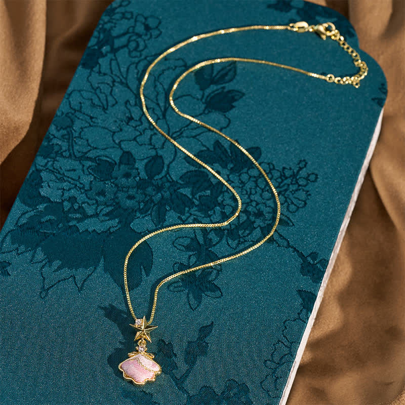 Buddha Stones Song Brocade Copper Shell Heart Ginkgo Leaf Luck Ketting - image 2