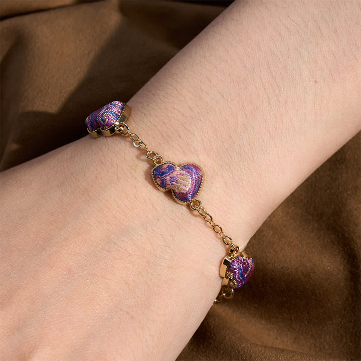 Buddha Stones Song Brocade Copper Gourd Blessing Gold Tone Armband - image 4