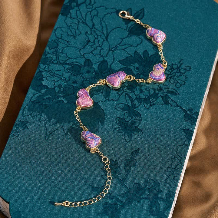 Buddha Stones Song Brocade Copper Gourd Blessing Gold Tone Armband - image 3