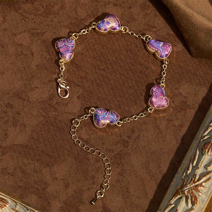 Buddha Stones Song Brocade Copper Gourd Blessing Gold Tone Armband - image 2
