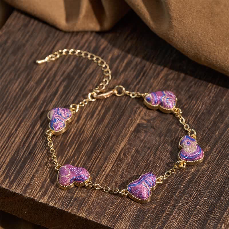 Buddha Stones Song Brocade Copper Gourd Blessing Gold Tone Armband - image 1