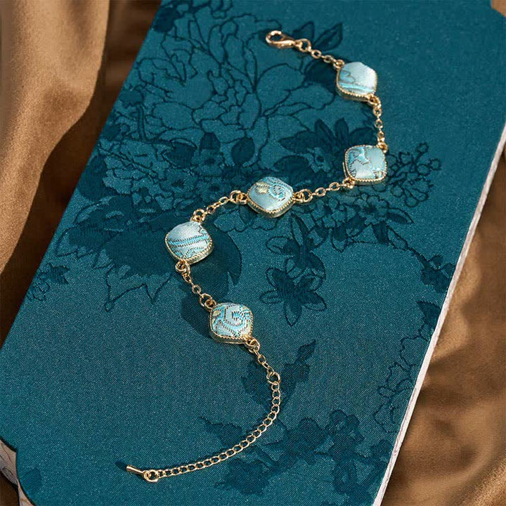 Buddha Stones Koperkleurige Armband met brokaat vierkant, vintage elegantie - image 3