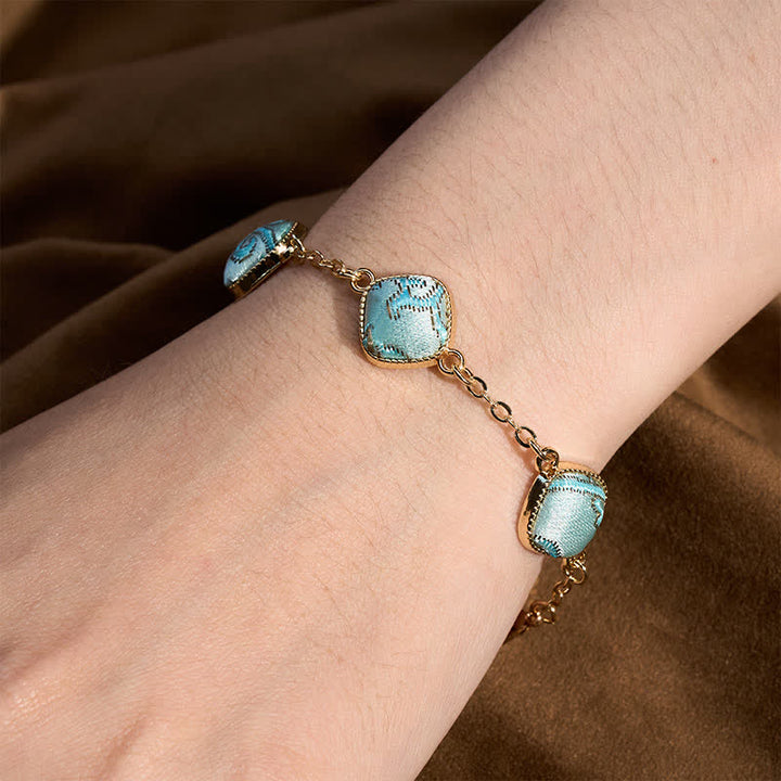 Buddha Stones Koperkleurige Armband met brokaat vierkant, vintage elegantie - image 4