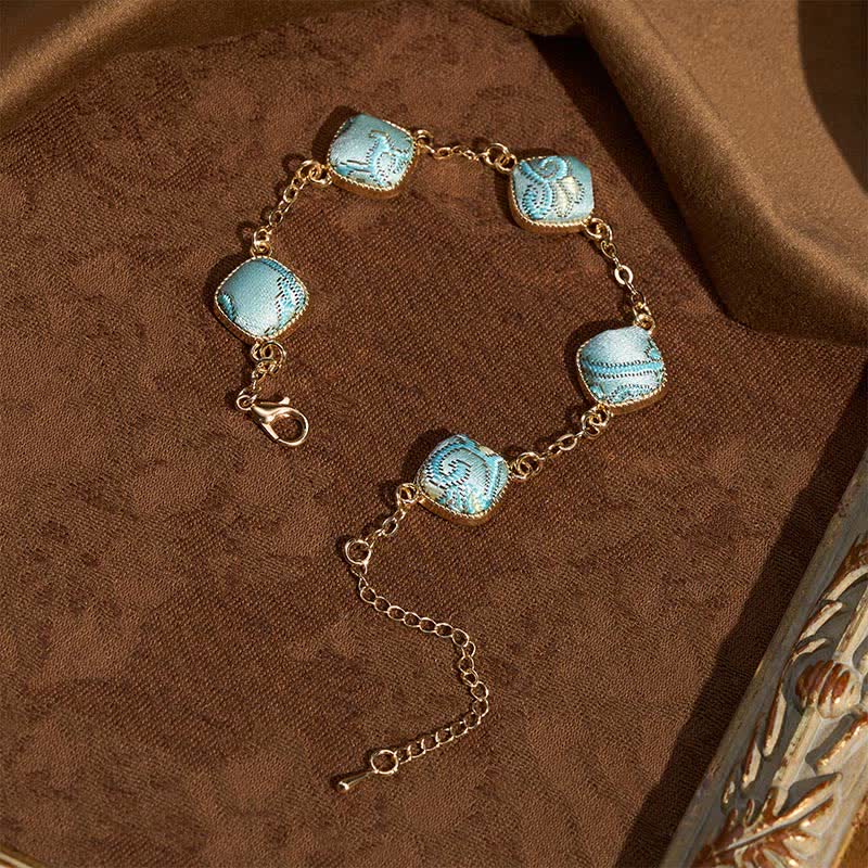 Buddha Stones Koperkleurige Armband met brokaat vierkant, vintage elegantie - image 1