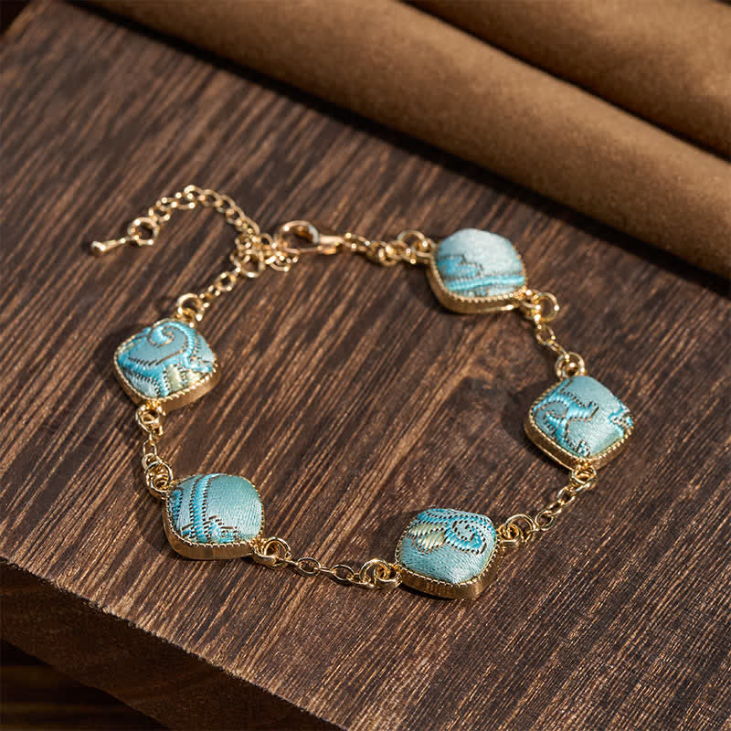 Buddha Stones Koperkleurige Armband met brokaat vierkant, vintage elegantie - image 2