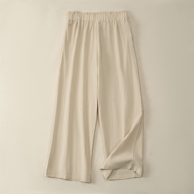 Buddha Stones Lente/Zomer Casual Minimalistische Effen Lang Broek met Trekkoord en Zakken voor Dames - image 1