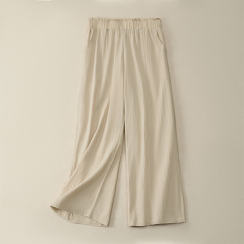 Buddha Stones Lente/Zomer Casual Minimalistische Effen Lang Broek met Trekkoord en Zakken voor Dames - Beige - US12, UK/AU16, EU44 (2XL) - image 0