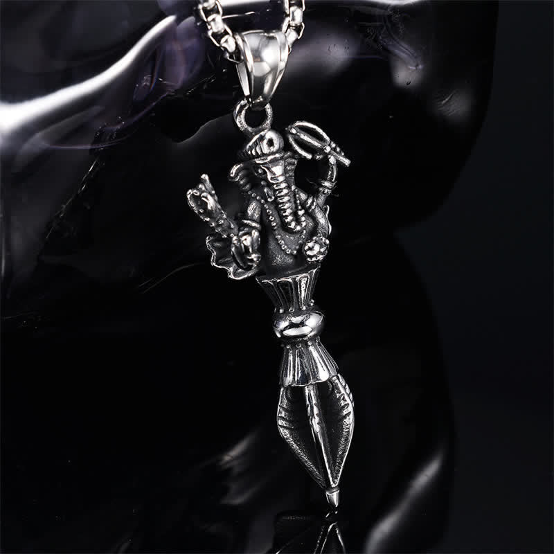Buddha Stones Roestvrijstalen Ganesh Vajra spirituele kracht hanger Ketting - Ganesh (Kracht♥Wijsheid) - image 0