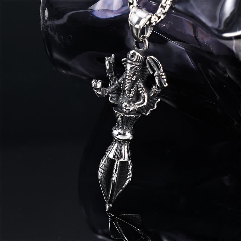 Buddha Stones Roestvrijstalen Ganesh Vajra spirituele kracht hanger Ketting - image 1