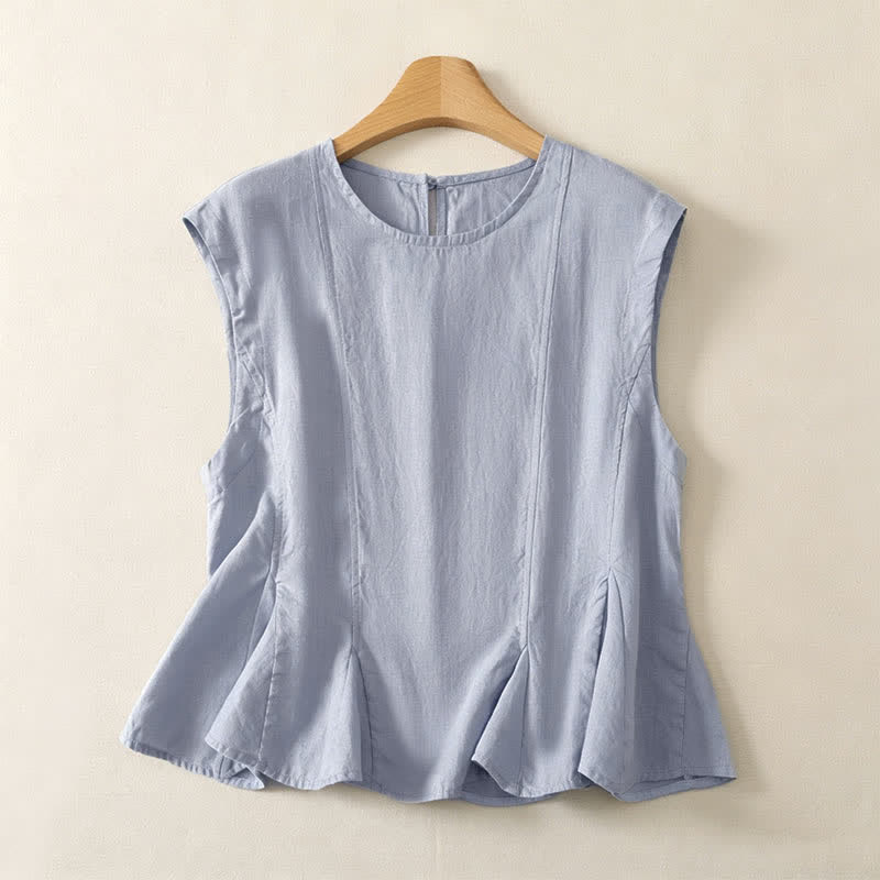 Buddha Stones Zomerse, casual, elegante, effen tanktop, Mouwloos T-shirts voor dames - Lichtstaalblauw - US8-10, UK/AU12-14, EU40-42 (2XL) - image 0
