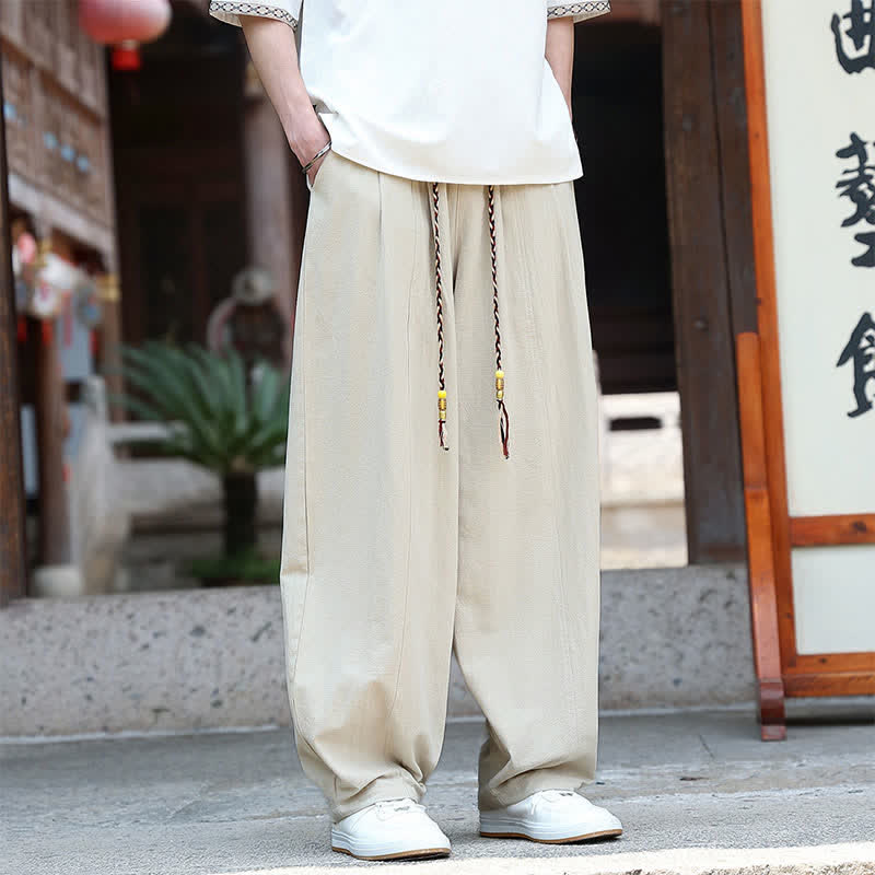 Buddha Stones Zomerse casual minimalistische enkelbroek met Enkellengte , effen model, rechte pijpen, herenbroek met Zakken - image 1
