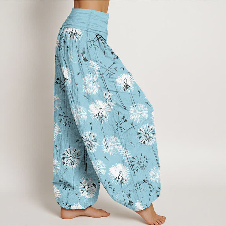 Buddha Stones Harembroek voor dames met elastische Taille en paardenbloemmotief van 100% Cotton - image 2