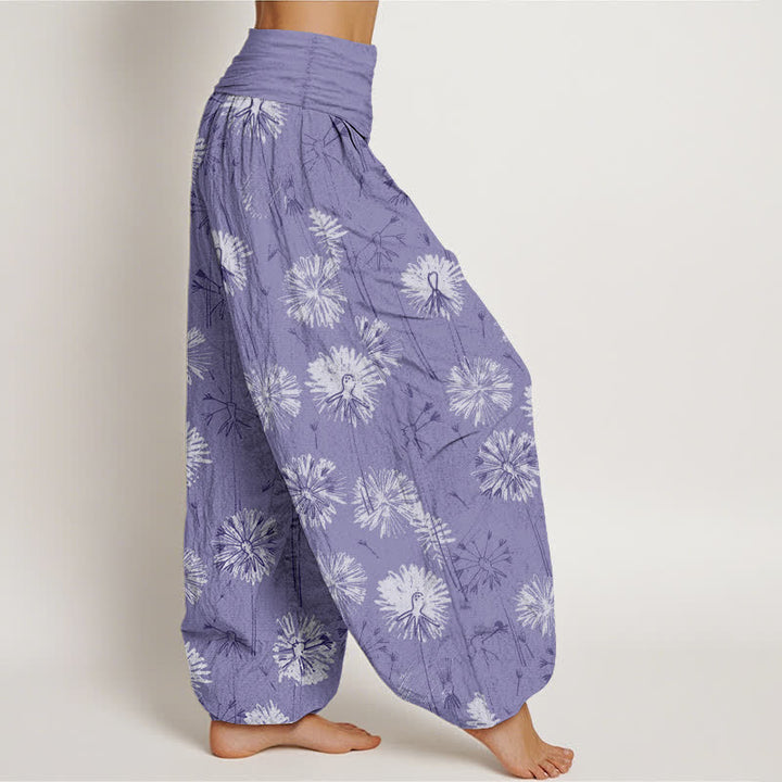 Buddha Stones Harembroek voor dames met elastische Taille en paardenbloemmotief van 100% Cotton - image 7