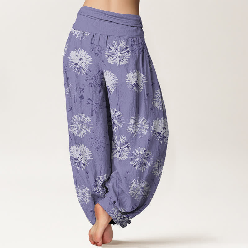 Buddha Stones Harembroek voor dames met elastische Taille en paardenbloemmotief van 100% Cotton - image 6